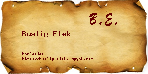Buslig Elek névjegykártya